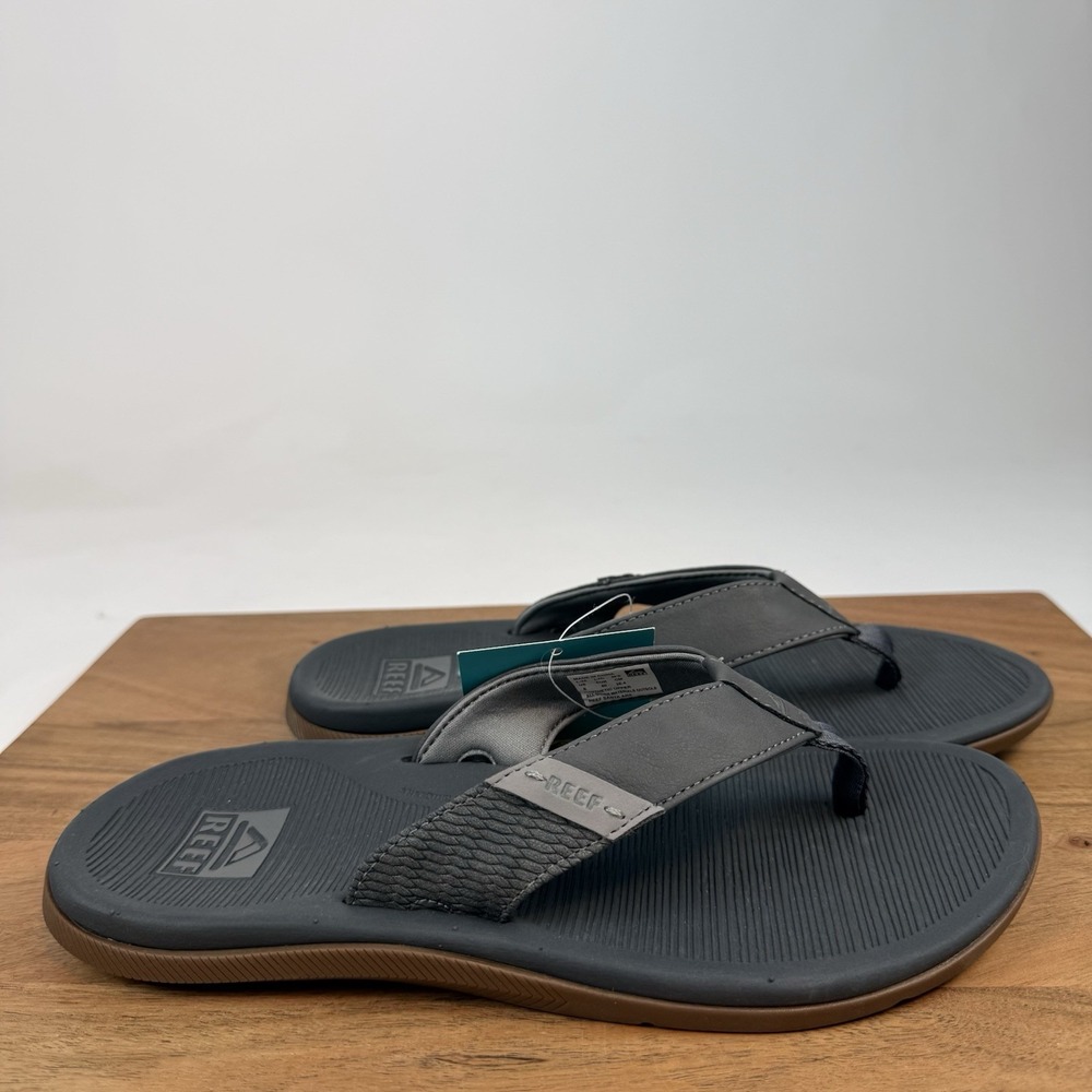 New Mens Reef Santa Ana Grey Casual Slip On Sandals Thong Flip Flops Size 8 D - Picture 3 of 7